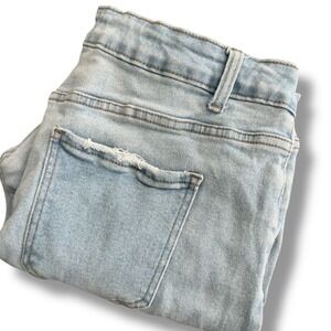 Haute Curve Jeans Womens Size 22 Light Wash Button Fly Frayed Hem Denim